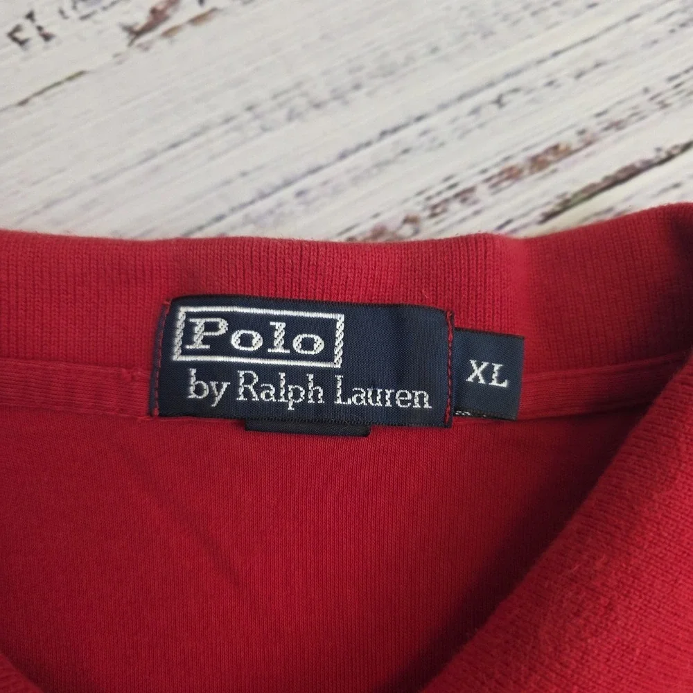 Polo Ralph Lauren Mens XL Polo Red Cotton Short Sleeve Blue Pony‎ Small Flaw